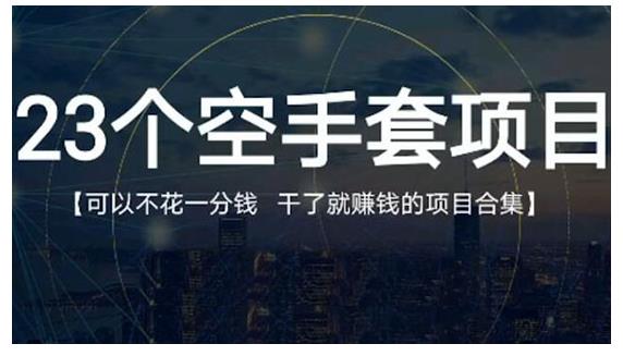 23个空手套项目大合集，0成本0投入，干了就赚钱纯空手套生意经-诸葛网创