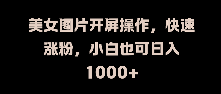 美女图片开屏操作，快速涨粉，小白也可日入1000+-诸葛网创