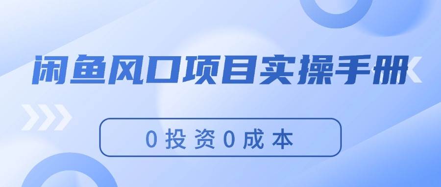 闲鱼风口项目实操手册，0投资0成本，让你做到，月入过万，新手可做-诸葛网创