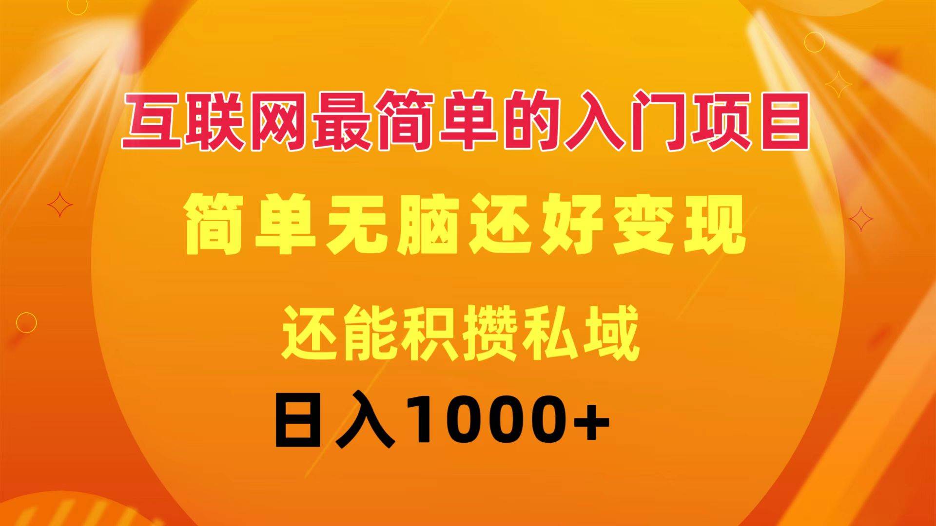 互联网最简单的入门项目：简单无脑变现还能积攒私域一天轻松1000+-诸葛网创