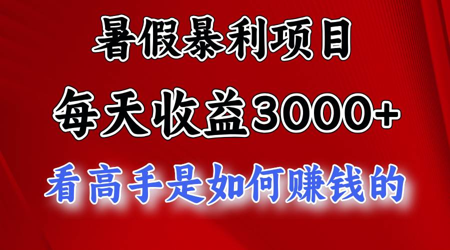 暑假暴利项目，每天收益3000+ 努努力能达到5000+，暑假大流量来了-诸葛网创