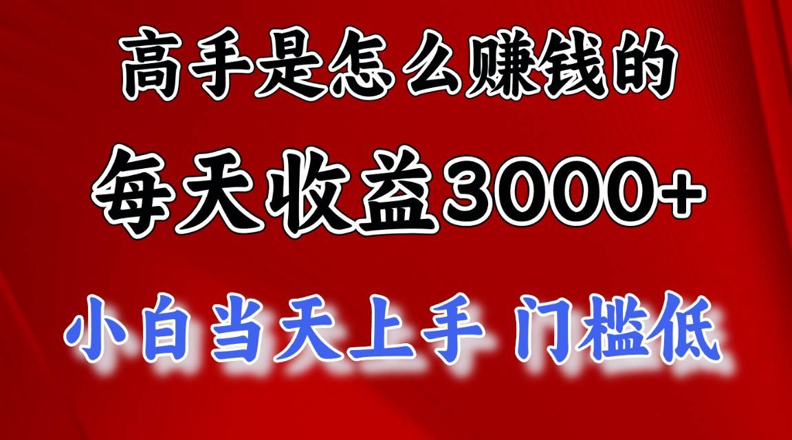 高手是怎么赚钱的，一天收益3000+ 这是穷人逆风翻盘的一个项目，非常…-诸葛网创