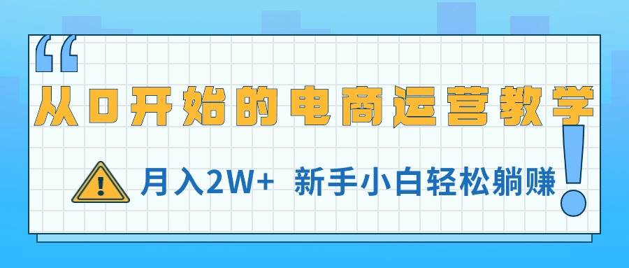 从0开始的电商运营教学，月入2W+，新手小白轻松躺赚-诸葛网创