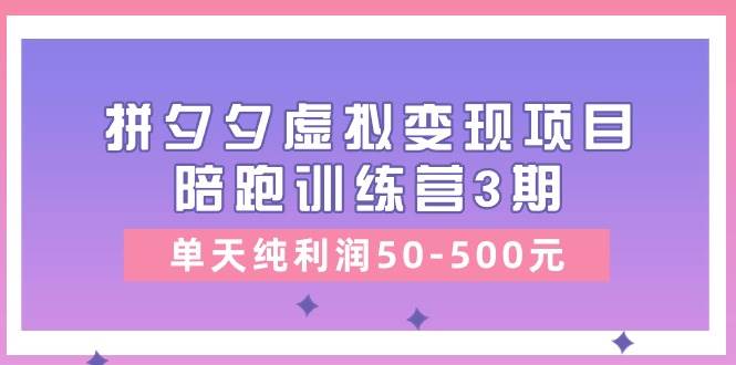 某收费培训《拼夕夕虚拟变现项目陪跑训练营3期》单天纯利润50-500元-诸葛网创