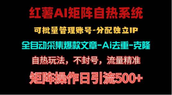 红薯矩阵自热系统，独家不死号引流玩法！矩阵操作日引流500+-诸葛网创